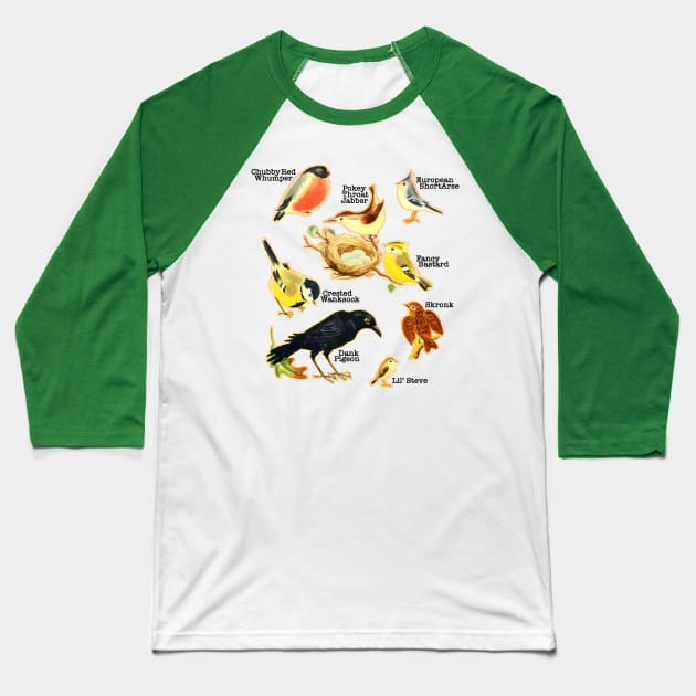 Funny Birds Of The World Names Baseball T-Shirt by DankFutura